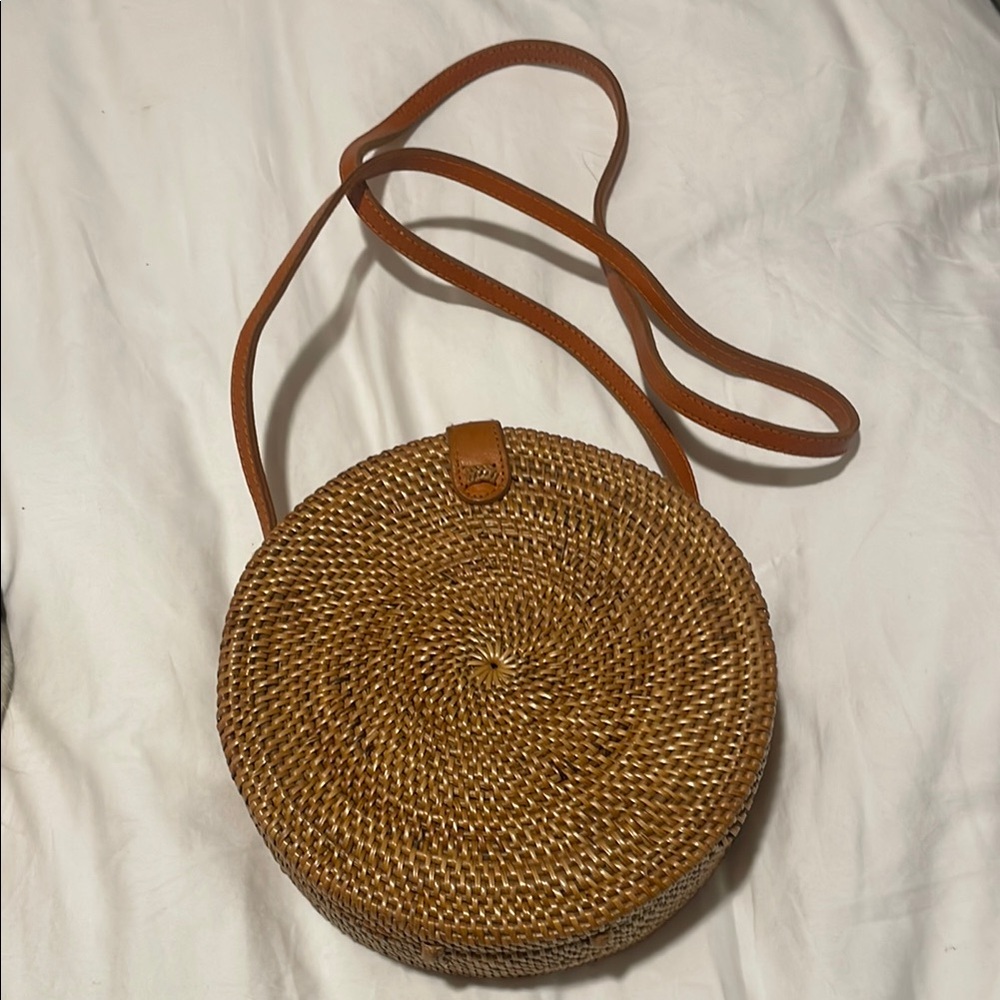 Brown Woven Crossbody Bag